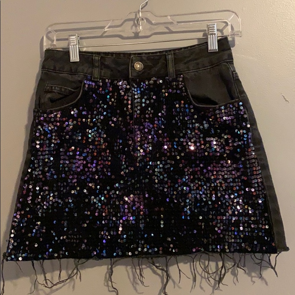 Sequin & Denim Black Mini